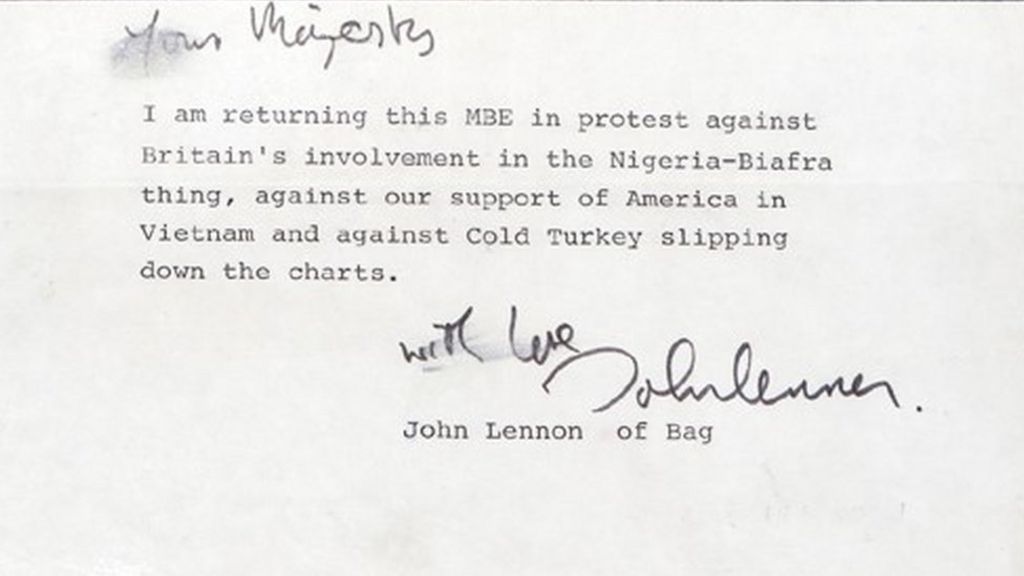 John Lennon MBE return letter valued at £60k - BBC News