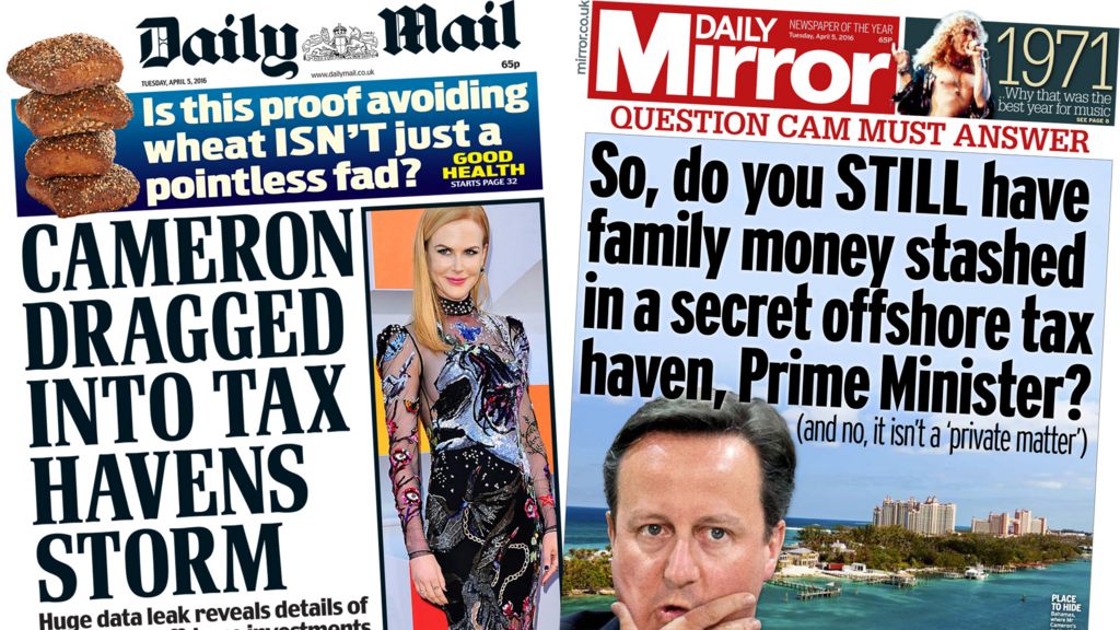 Newspaper Headlines Cameron Dragged Into Tax Scandal Bbc News 9143