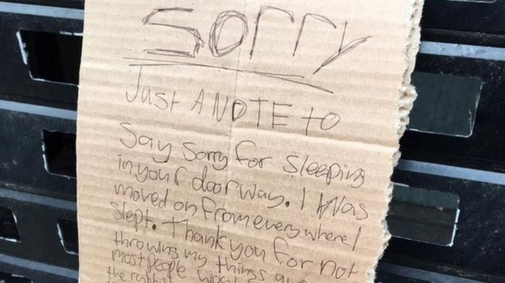 Preston homeless man leaves 'sorry' note outside shop