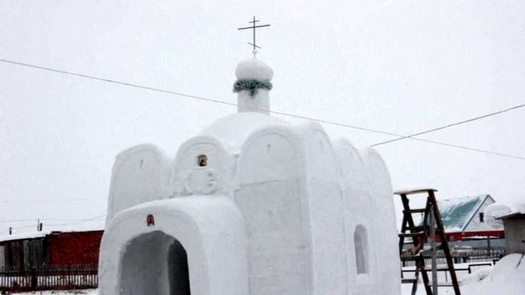 Snow church for Russia village