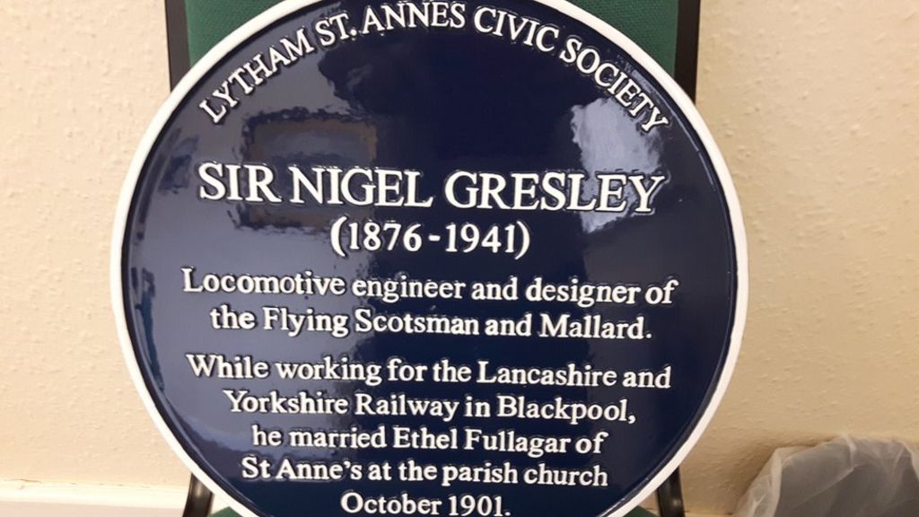 Plaque for railway pioneer Sir Nigel Gresley