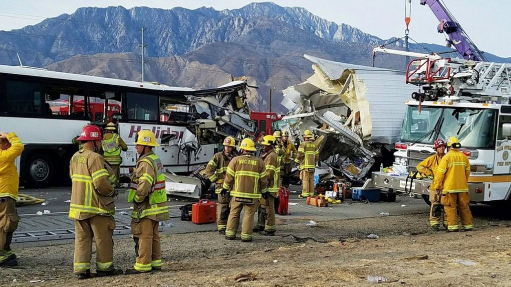 At least 13 dead in California tour bus crash