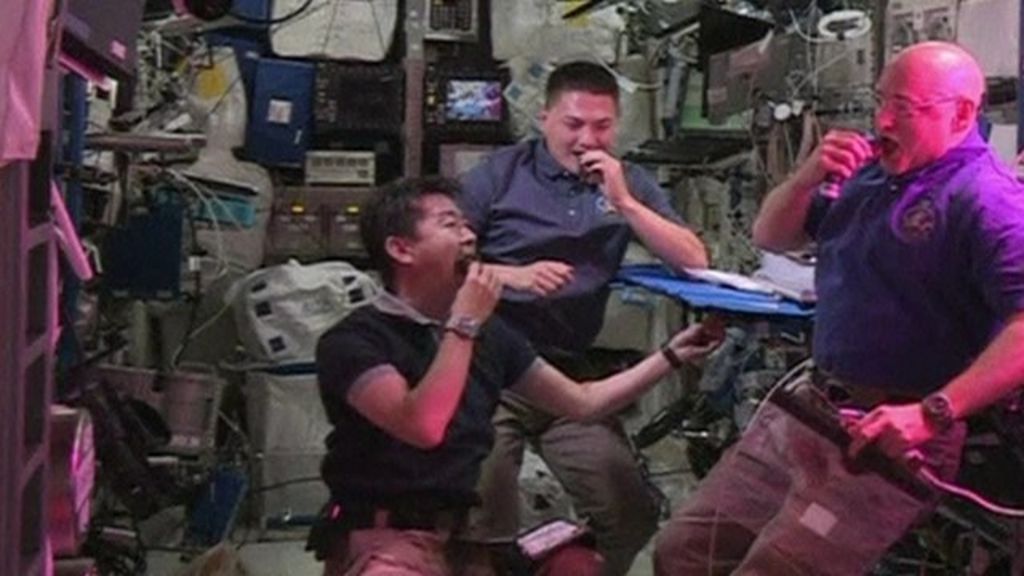 VIDEO: Astronauts bite into space salad