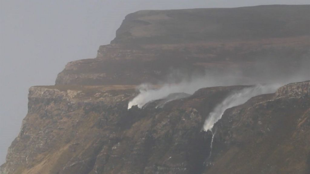 VIDEO: Waterfall doubles back in Storm Henry