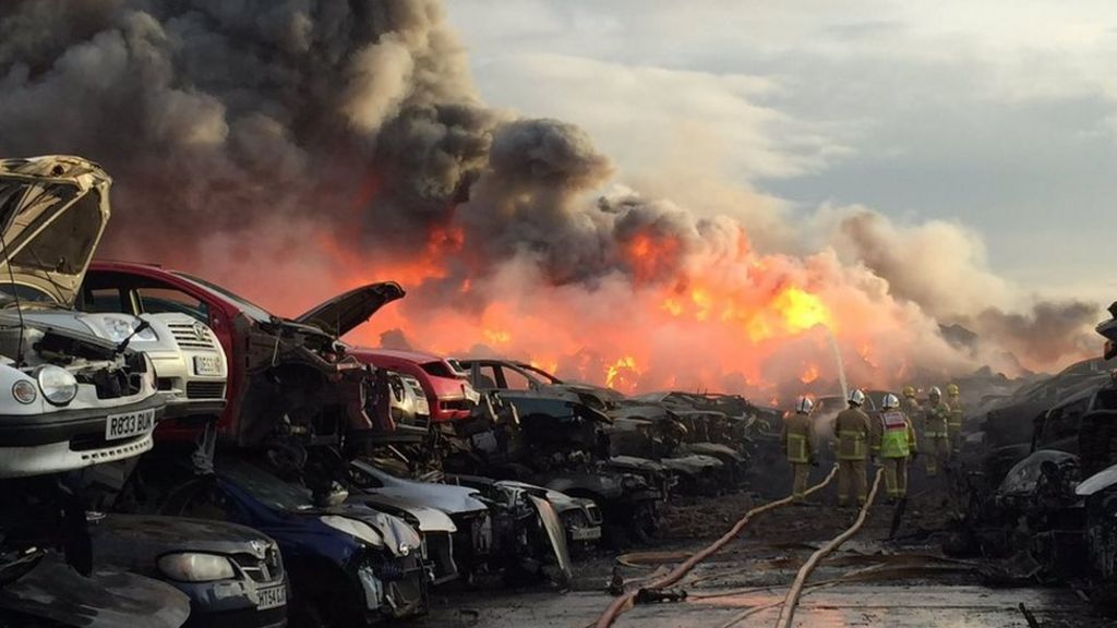 Huge fire at Altham scrapyard near Accrington