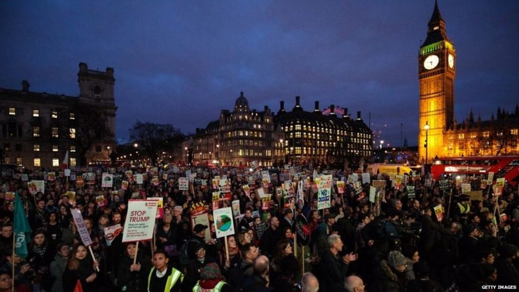 Trump state visit: Protests outside as MPs debate petition