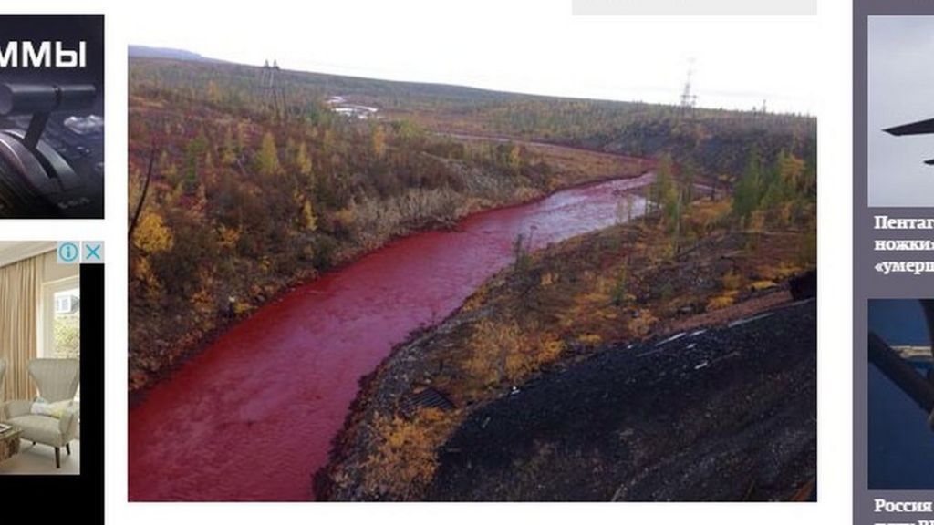 Concern as Arctic river turns blood-red