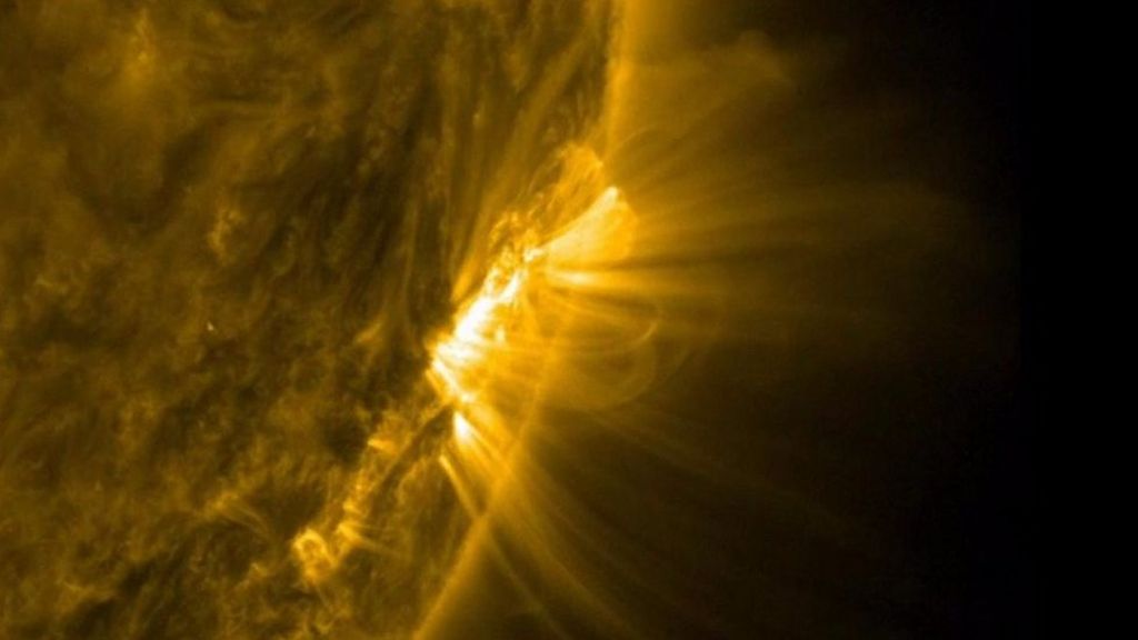 Coronal loops arch above the Sun in Nasa images