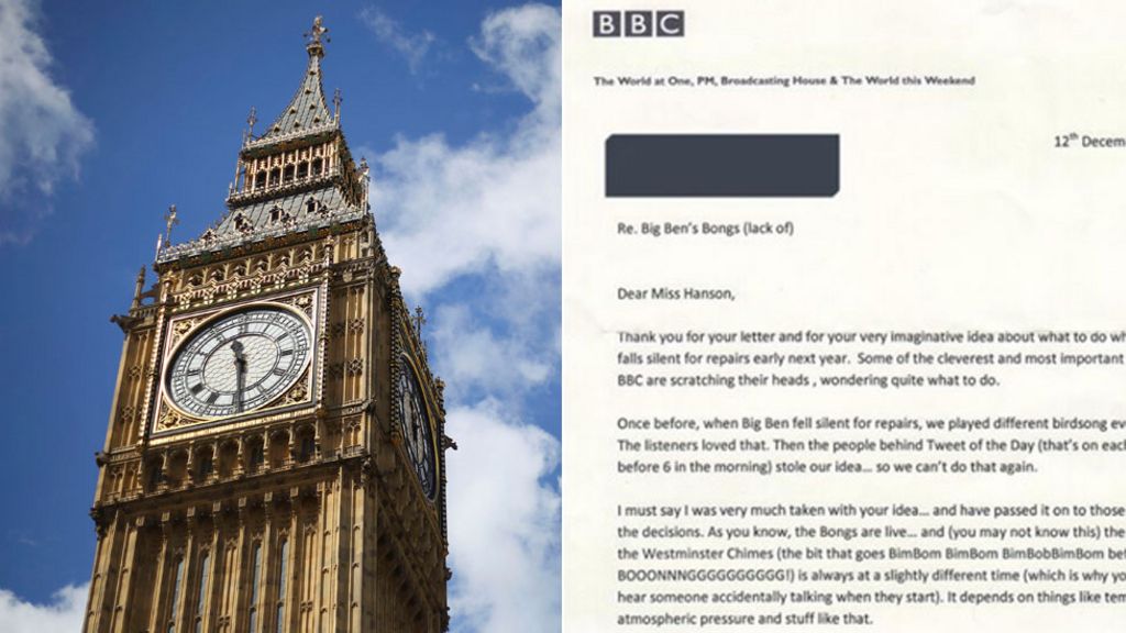 Big Ben: BBC editor thanks girl for offer to replace 'bongs'