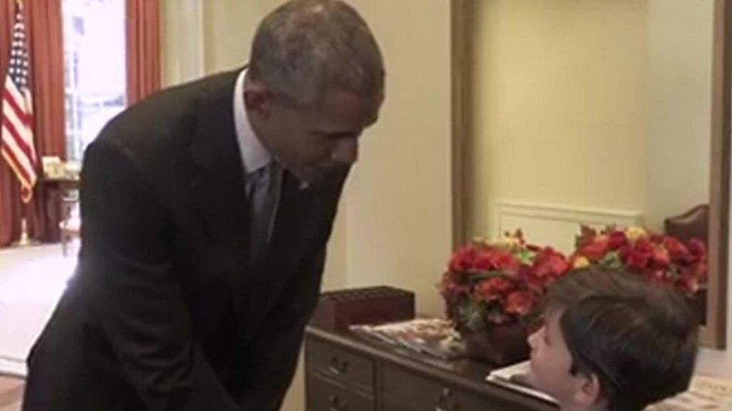 Boy, 6, who wrote refugee letter visits Barack Obama