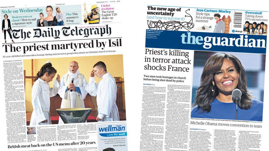 Newspaper headlines: Priest killing, Bobby Moore plaque and 'coup d'ecat'