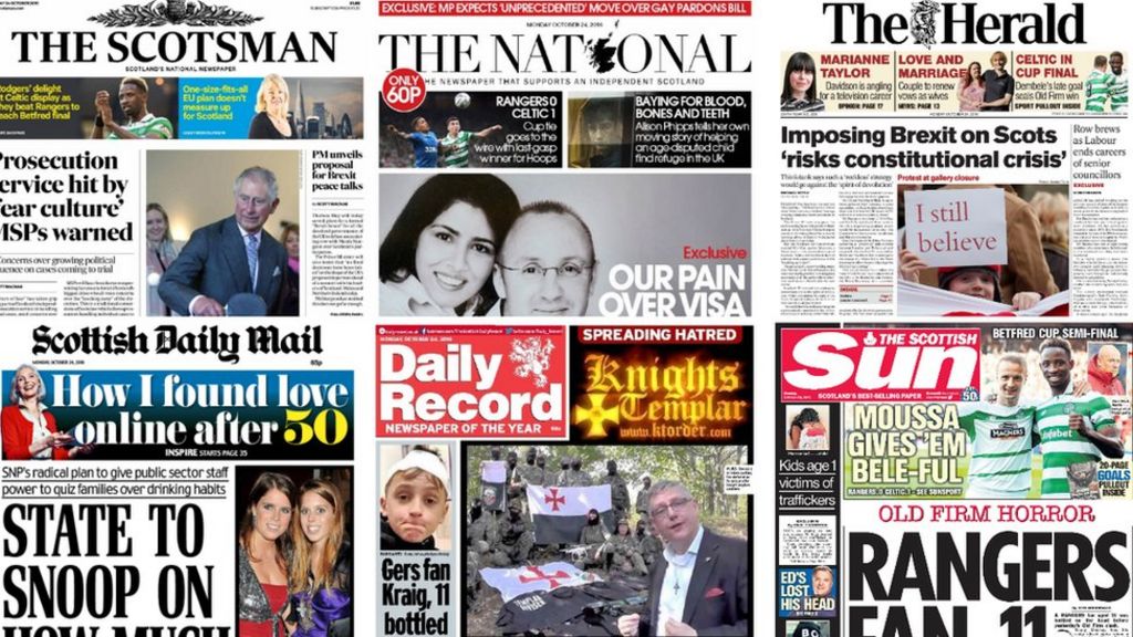 Scotland's papers: 'Reckless' Brexit and fan attack