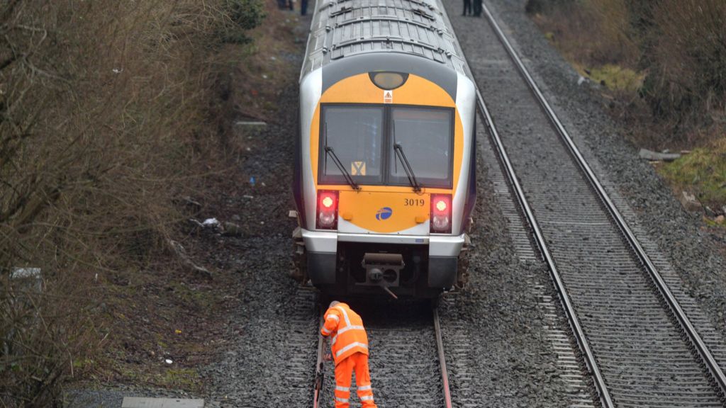 Train hit construction equipment