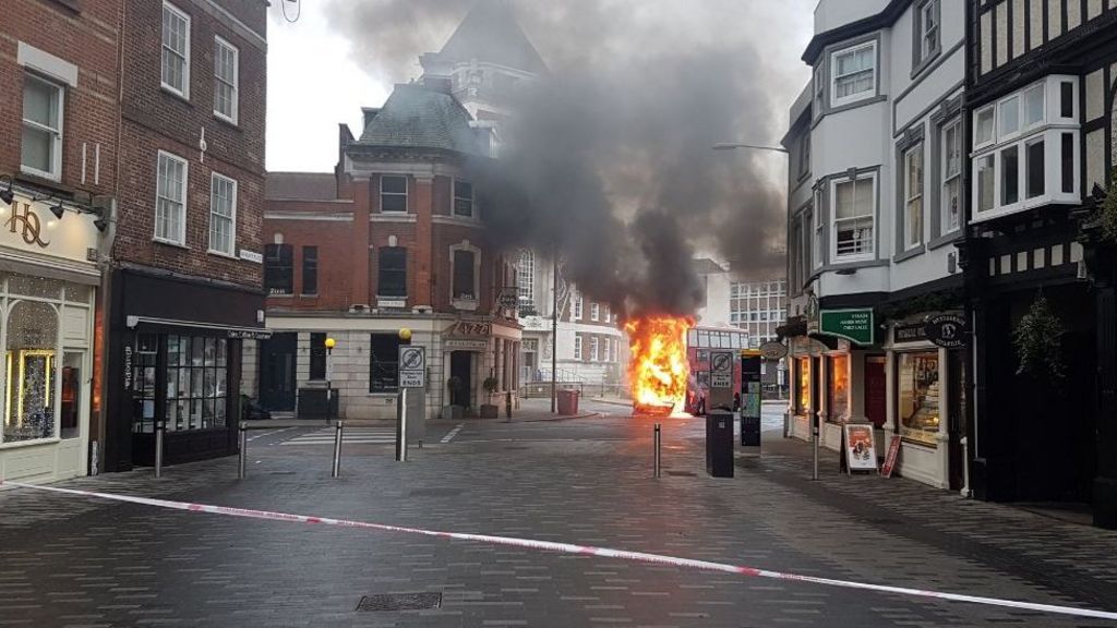 Bus engulfed by fireball on Kingston High Street