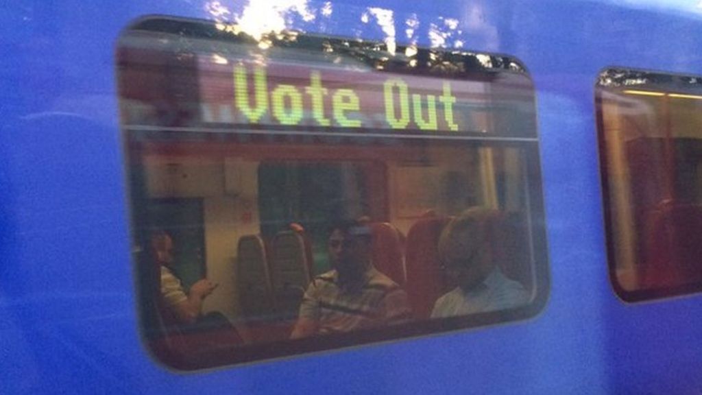 Suspension over 'vote out' train sign