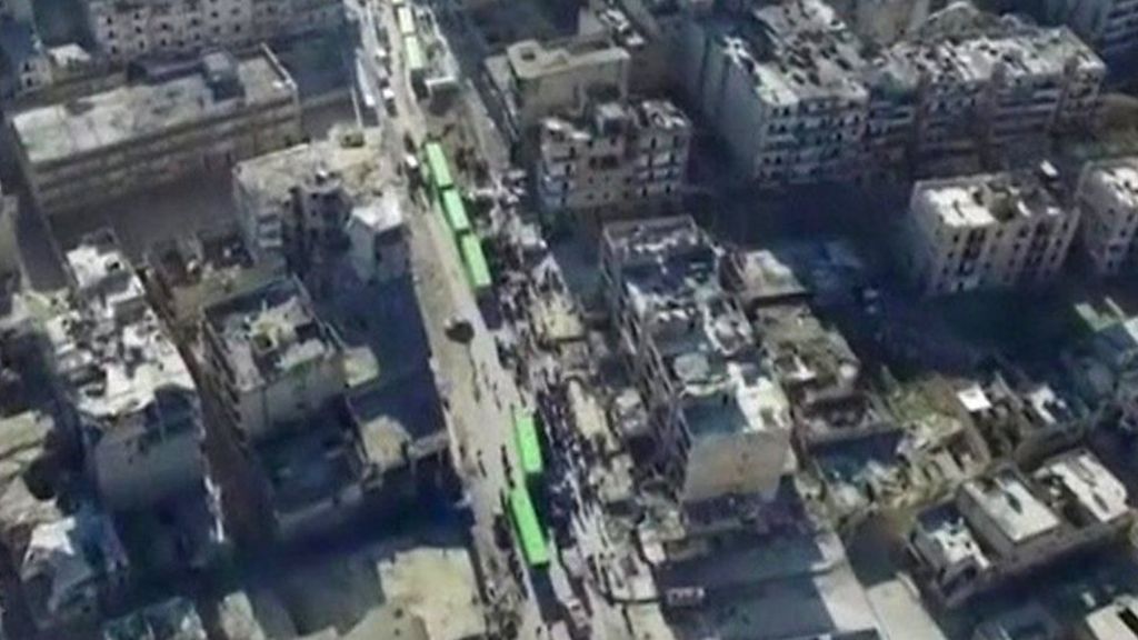 Aleppo Syria battle: Aerial footage shows evacuation