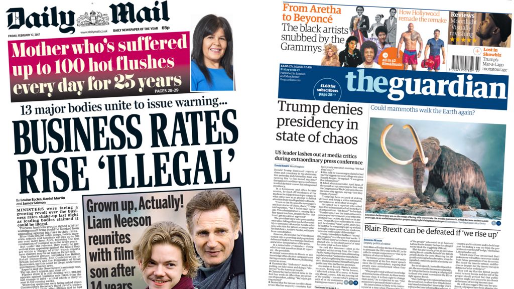 Newspaper headlines business rates and woolly mammoths in the news 