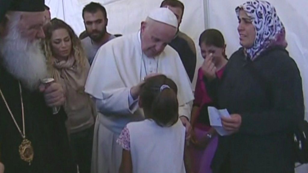 VIDEO: Girl's tears as Pope blesses migrants