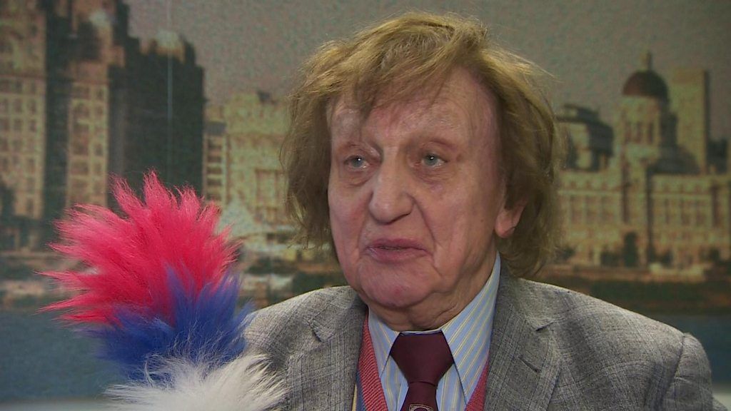 Entertainer Ken Dodd reacts to receiving a New Year Honour