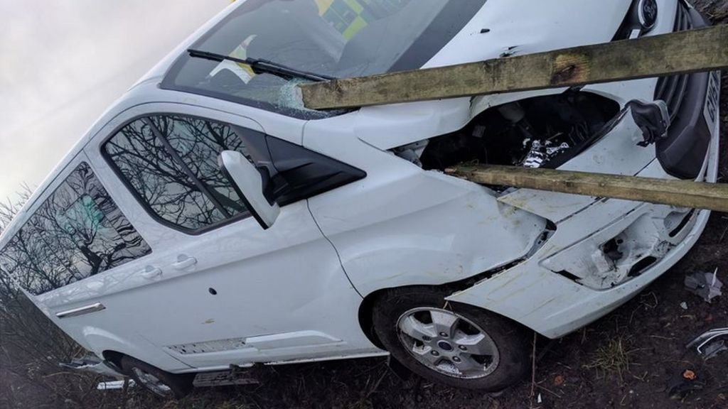 Lisburn crash: 'lucky' after wooden post goes through windscreen