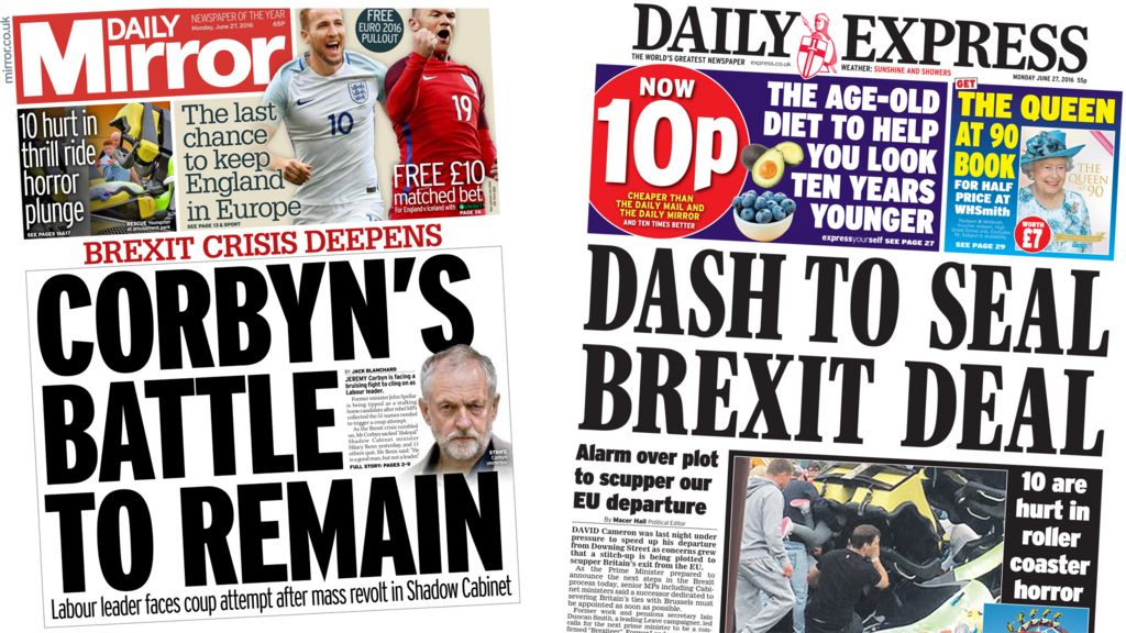 Newspaper Headlines Labour Turmoil Post Brexit Politics And Wimbledon 