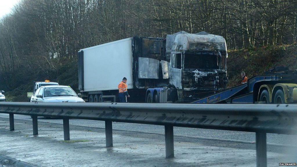 M2 motorway re-opens after lorry fire