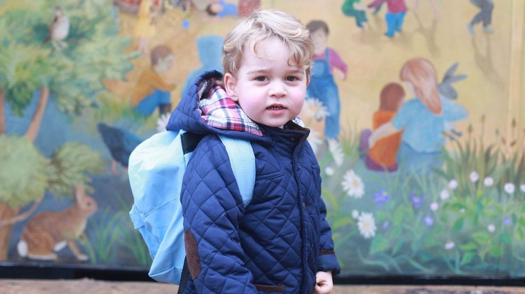 Prince George photographed at first day of nursery - BBC News