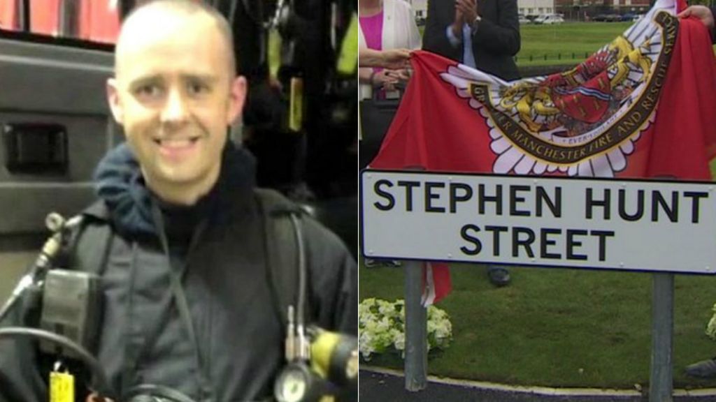 Street named after Manchester firefighter Stephen Hunt