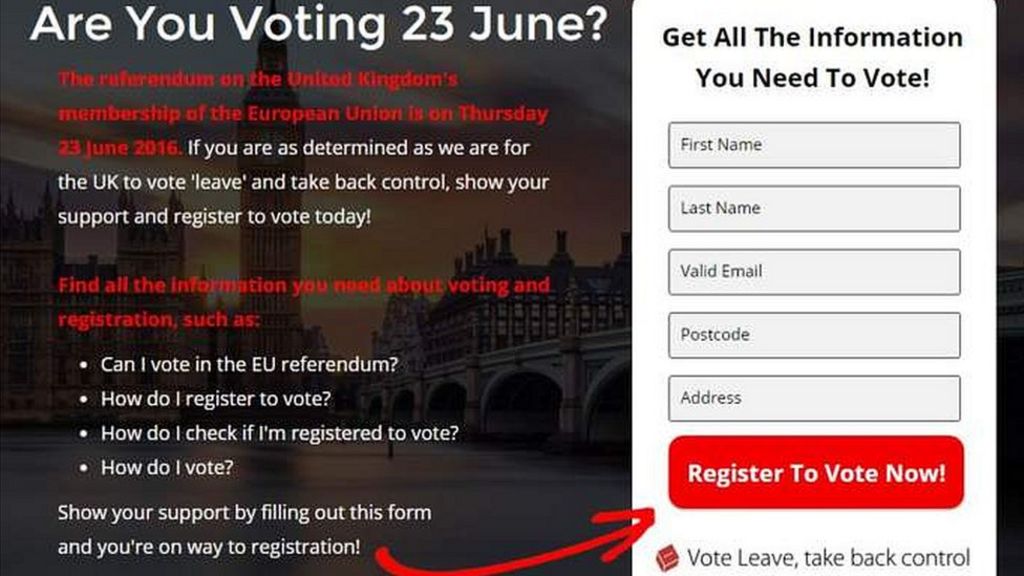 Vote Leave site sparks registration row