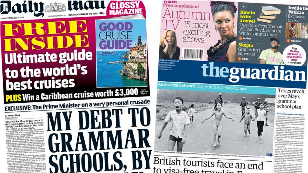 Newspaper headlines: PM's schools 'crusade' and Facebook backs down
