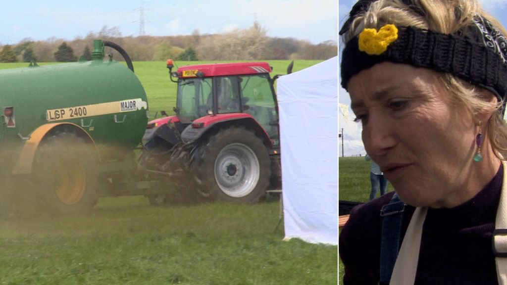 VIDEO: Emma Thompson sprayed with manure