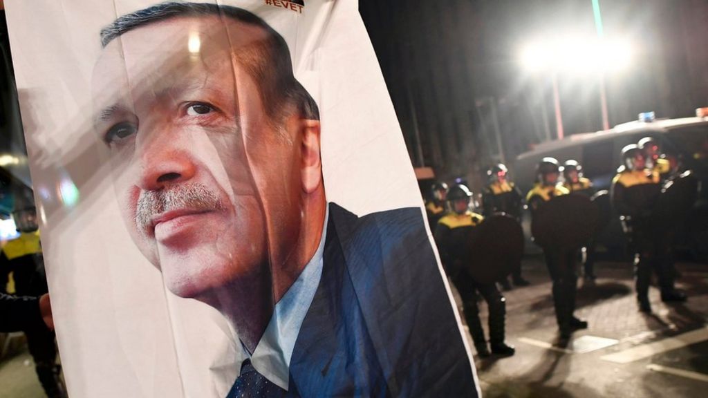 Dutch police break up pro-Erdogan protest - BBC News