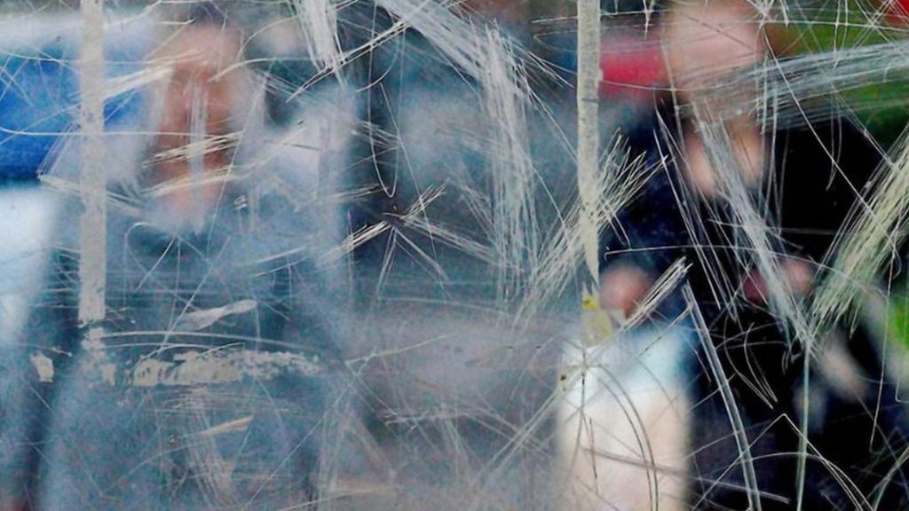 Bus stop windows graffiti photos at London Art Biennale exhibition