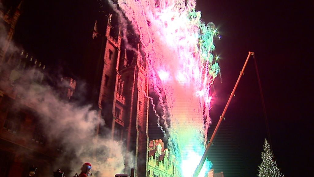 Aerial show as Christmas lights switched on in Edinburgh BBC News
