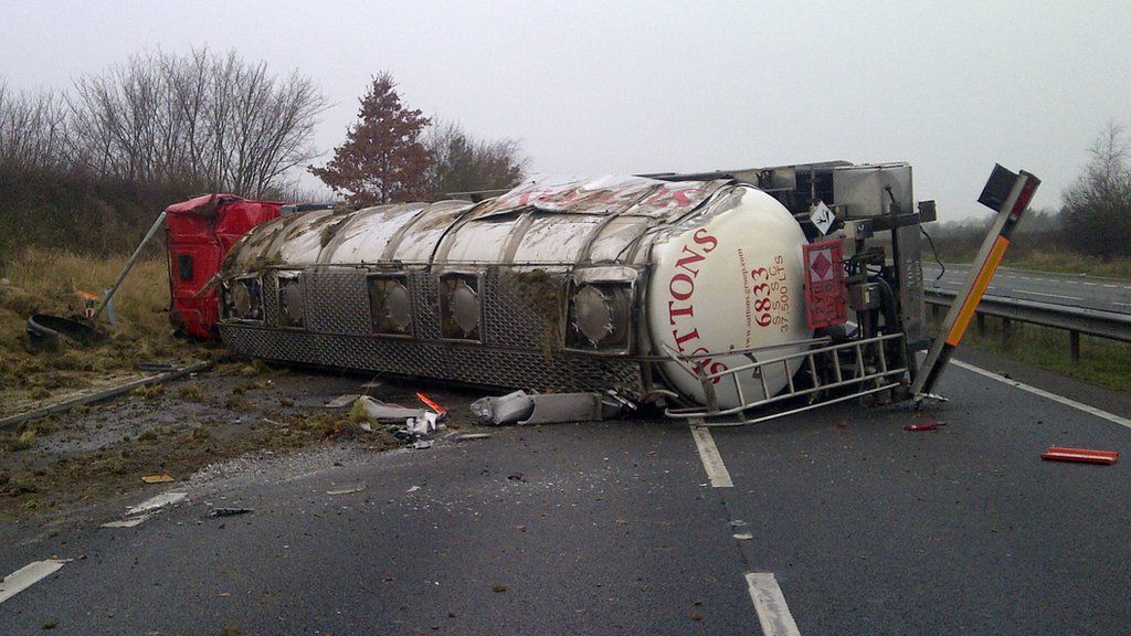 A14 Reopened After Tanker Crash Bbc News 6074