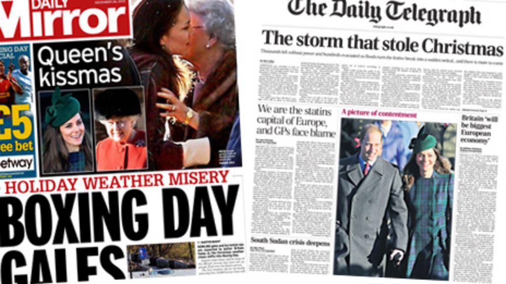 Holiday storms and royals at Christmas in the press BBC News