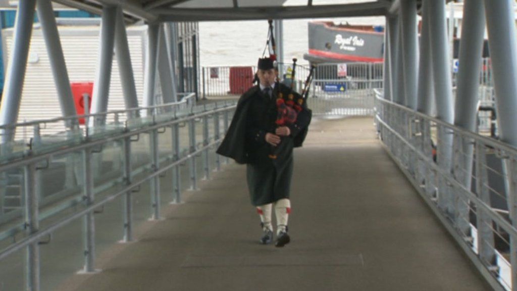 DDay bagpipes in Liverpool en route for Normandy anniversary BBC News