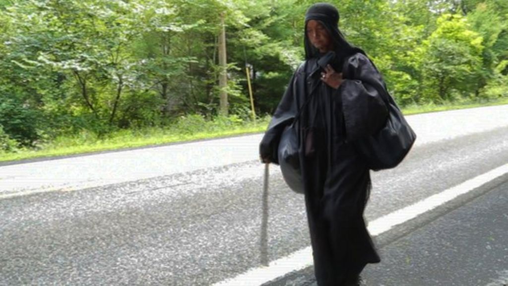The Mysterious Woman In Black Walking Across The Us Bbc News
