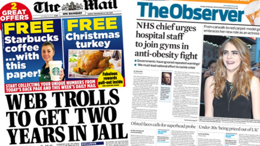 Newspaper headlines trolls and obesity fight BBC News