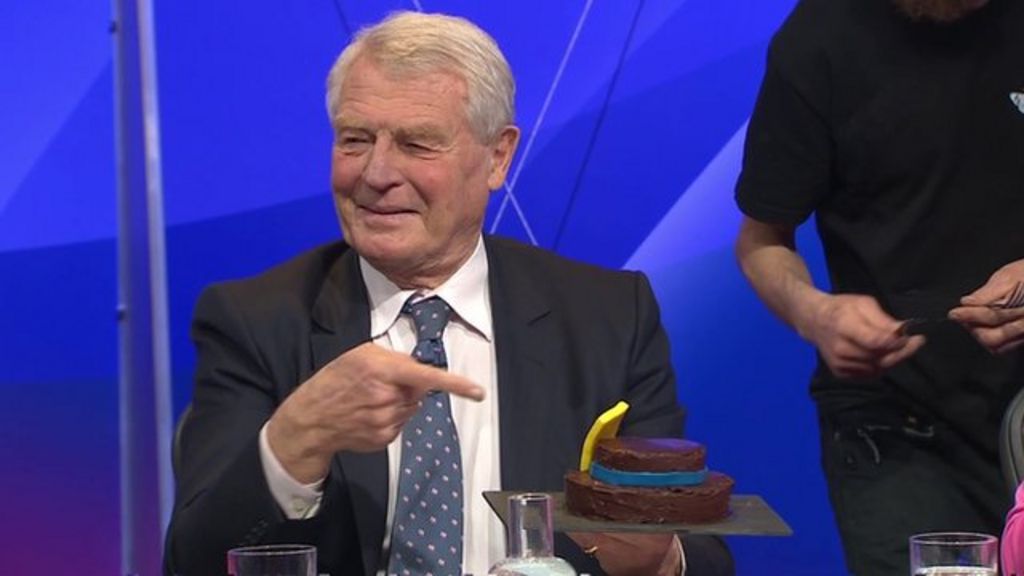 VIDEO: Dimbleby presents Ashdown with a hat