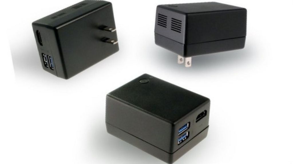 Windows 10 PC squeezed inside plug