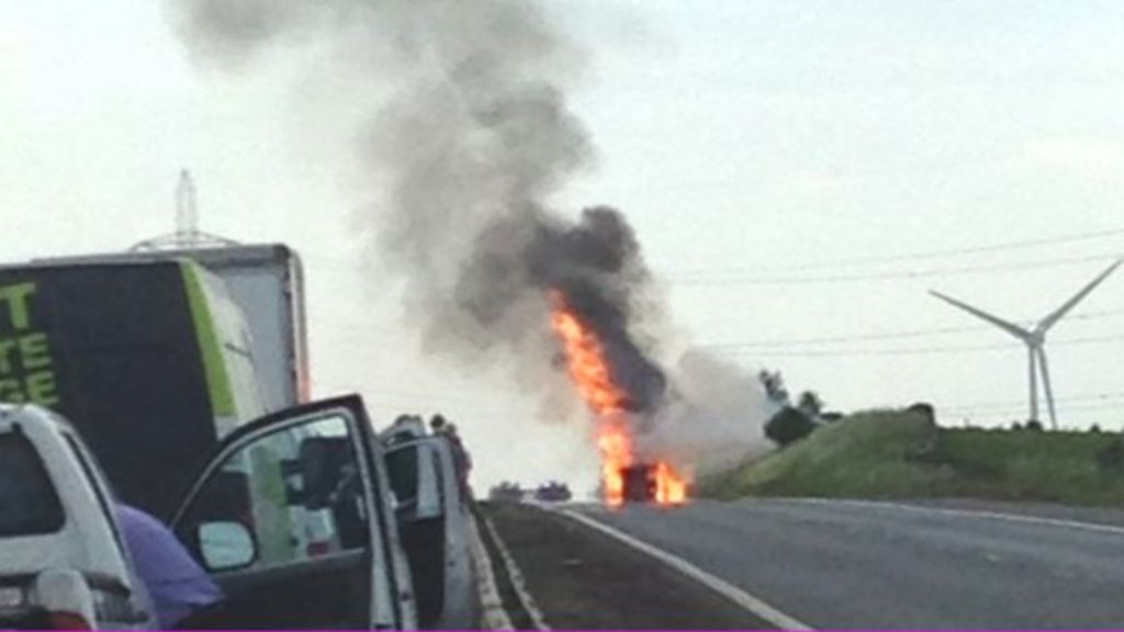 M74 southbound open after tanker fire