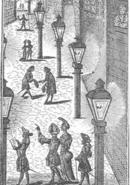 Street-lighting in Leipzig in 1702