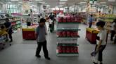 Shoppers in a North Korean supermarket