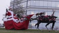 Google robot dressed as reindeer