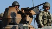Turkish soldiers in tank