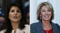 Nikki Haley, left, and Betsy DeVos