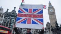 Brexit campaigner outside Parliament