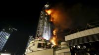 A fire engulfs The Address Hotel in downtown Dubai in the United Arab Emirates December 31, 2015.