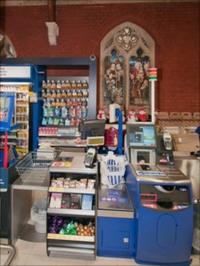 Till inside new Tesco store in former church